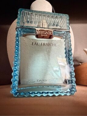 Versace Eau Fraîche Bottle - Light Blue and Silver Accents